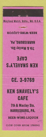 Matchbook Cover - Ken Snavely's Cafe Harrisburg PA