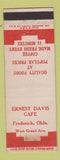 Matchbook Cover - Ernest Davis Cafe Frederick OK WEAR