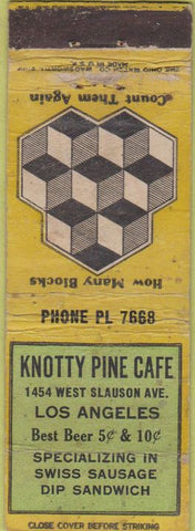 Matchbook Cover - Knotty Pine Cafe Los Angeles CA POOR