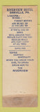 Matchbook Cover - Riverview Hotel Danville PA Federal WEAR