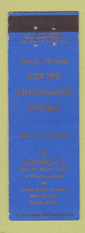 Matchbook Cover - Loupot's Restaurant Dallas TX