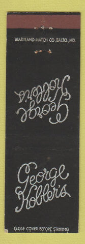 Matchbook Cover - George Kobler's Harrisburg PA restaurant
