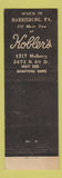 Matchbook Cover - George Kobler's Harrisburg PA restaurant