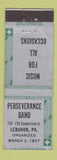 Matchbook Cover - Perseverance Band Lebanon PA WEAR