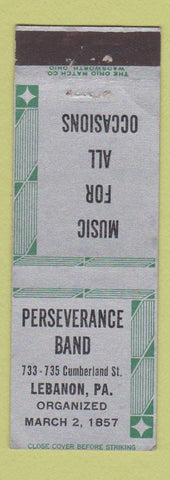 Matchbook Cover - Perseverance Band Lebanon PA WEAR