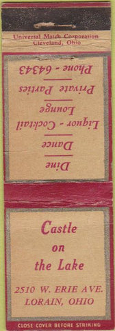 Matchbook Cover - Castle of the Lake Lorain OH WORN