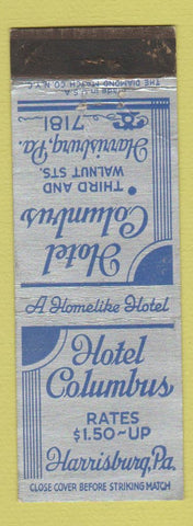 Matchbook Cover - Hotel Columbus Harrisburg PA WEAR