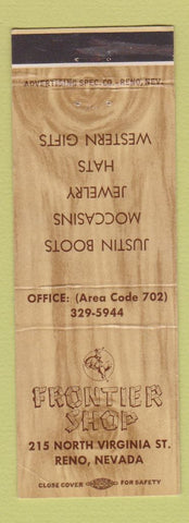 Matchbook Cover - Frontier Shop Reno NV Western Clothes Justin Boots WEAR