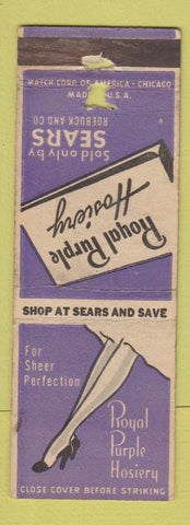 Matchbook Cover - Royal Purple Hosiery girlie Sears WORN