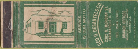 Matchbook Cover - Desautels tools Indianapolis IN WORN