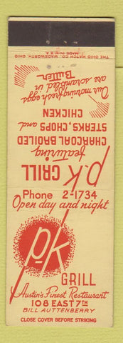 Matchbook Cover - PK Grill Austin TX