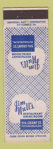 Matchbook Cover - Jim Null's Restaurant Pittsburgh PA