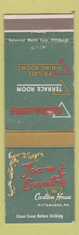 Matchbook Cover - Town and Country Carlton House Pittsburgh PA