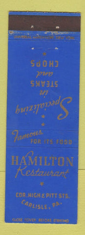 Matchbook Cover - Hamilton Restaurant Carlisle PA