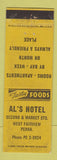 Matchbook Cover - Al's Hotel West Fairview PA WEAR
