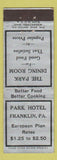 Matchbook Cover - Park Hotel Franklin PA