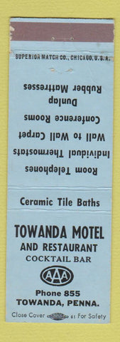 Matchbook Cover - Towanda Motel Towanda PA