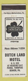 Matchbook Cover - Dutch Land Motel Denver PA