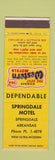 Matchbook Cover - Springdale Motel Springdale AR
