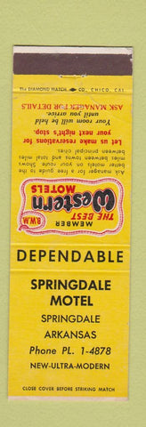 Matchbook Cover - Springdale Motel Springdale AR