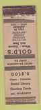 Matchbook Cover - Gold's Cigars Tobacco Liquor ARROW WEAR