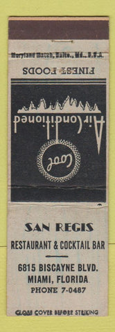 Matchbook Cover - San Regis Restaurant Miami FL
