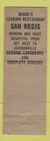 Matchbook Cover - San Regis Restaurant Miami FL