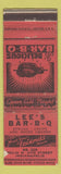 Matchbook Cover - Lee's BBQ Indianapolis IN WORN