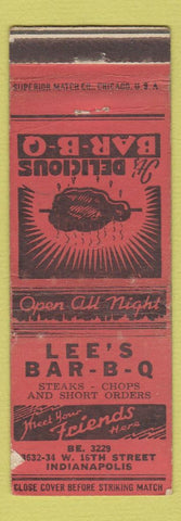 Matchbook Cover - Lee's BBQ Indianapolis IN WORN