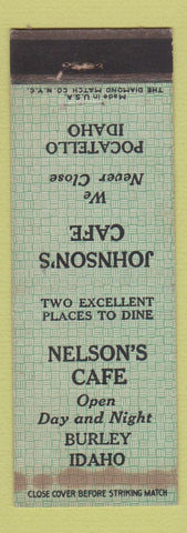 Matchbook Cover - Nelson's Cafe Burley ID WEAR