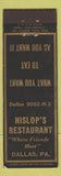 Matchbook Cover - Hislop's Restaurant Dallas PA