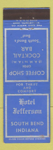 Matchbook Cover - Hotel Jefferson South Bend IN