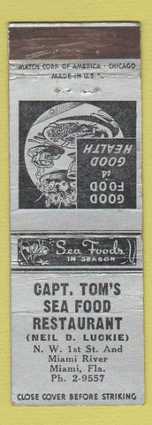 Matchbook Cover - Capt. Tom's Seafood Restaurant Miami FL WEAR