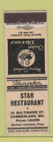 Matchbook Cover - Star Cafe Cumberland MD WEAR