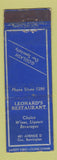 Matchbook Cover - Leonard's Restaurant WORN