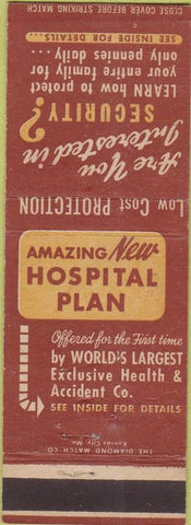 Matchbook Cover - Hospital Plan Insurance WEAR