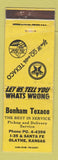 Matchbook Cover - Bonham Texaco oil gas Olathe KS WEAR