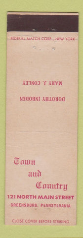 Matchbook Cover - Town and Country Greensburg PA Federal