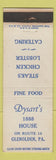 Matchbook Cover - Dysart's 1888 House Glenolden PA WEAR