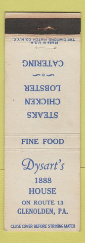 Matchbook Cover - Dysart's 1888 House Glenolden PA WEAR
