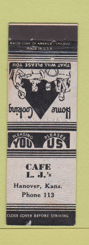 Matchbook Cover - Cafe LJ's Hanover KS