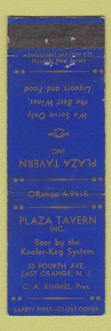 Matchbook Cover - Plaza Tavern East Orange NJ WORN