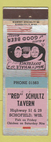 Matchbook Cover - Red Schultz Tavern Schofield WI