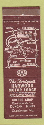 Matchbook Cover - Fordyce's Harwood Motor Lodge Camdenton MO