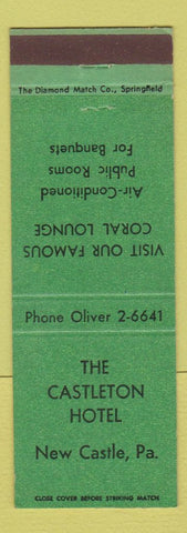 Matchbook Cover - Castleton Hotel New Castle PA GREEN