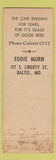 Matchbook Cover - Eddie Murn Baltimore MD