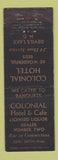Matchbook Cover - Colonial Hotel Cafe Devils Lake ND