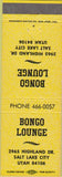 Matchbook Cover - Bongo Lounge Salt Lake City UT yellow