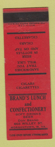Matchbook Cover - Brand's Lunch Confectionery Morgantown WV WEAR