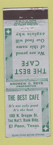 Matchbook Cover - The Best Cafe El Paso TX